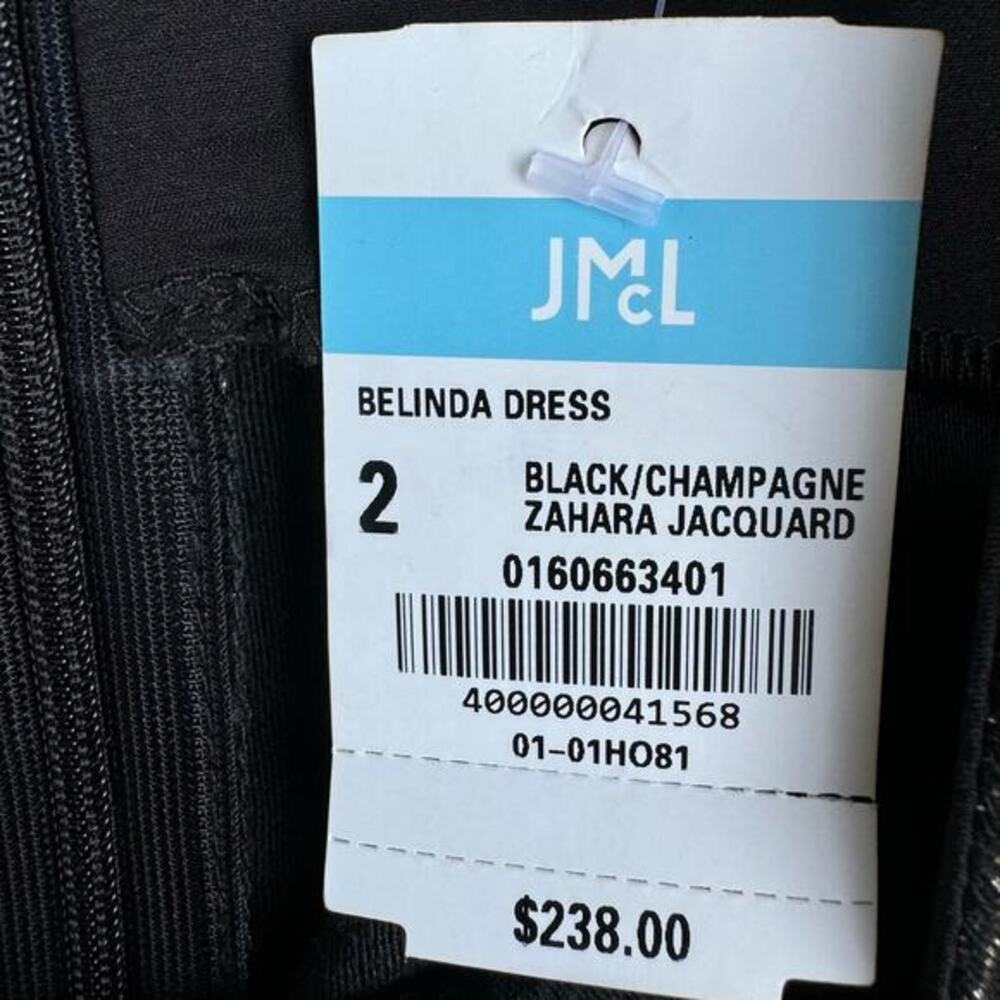 J. McLaughlin Dress Belinda Zahara Jacquard Black Champagne Size 2 NWT Event - Picture 7 of 9